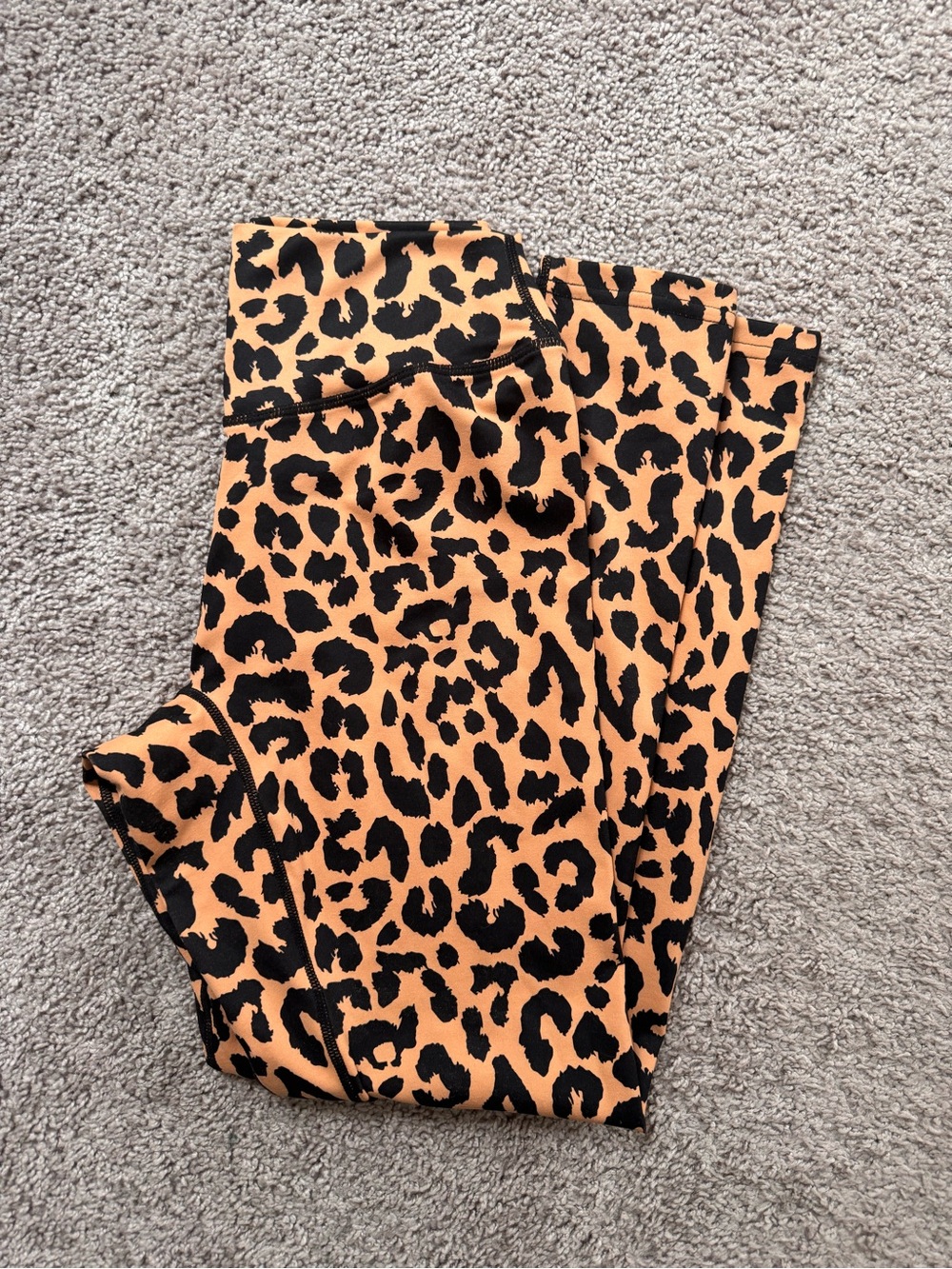 Leopard Print High-Waist Leggings - Tan & Black